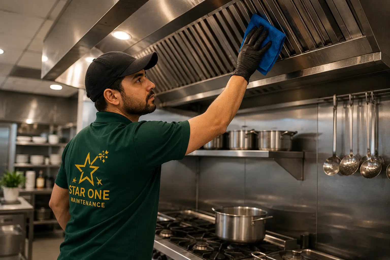 Commercial kitchen hood vent requiring degreasing